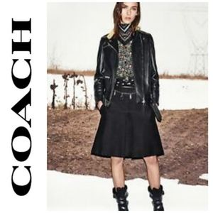 COACH 1941 | Black Wool Inverted Pleat A-Line Skirt Pockets Lined